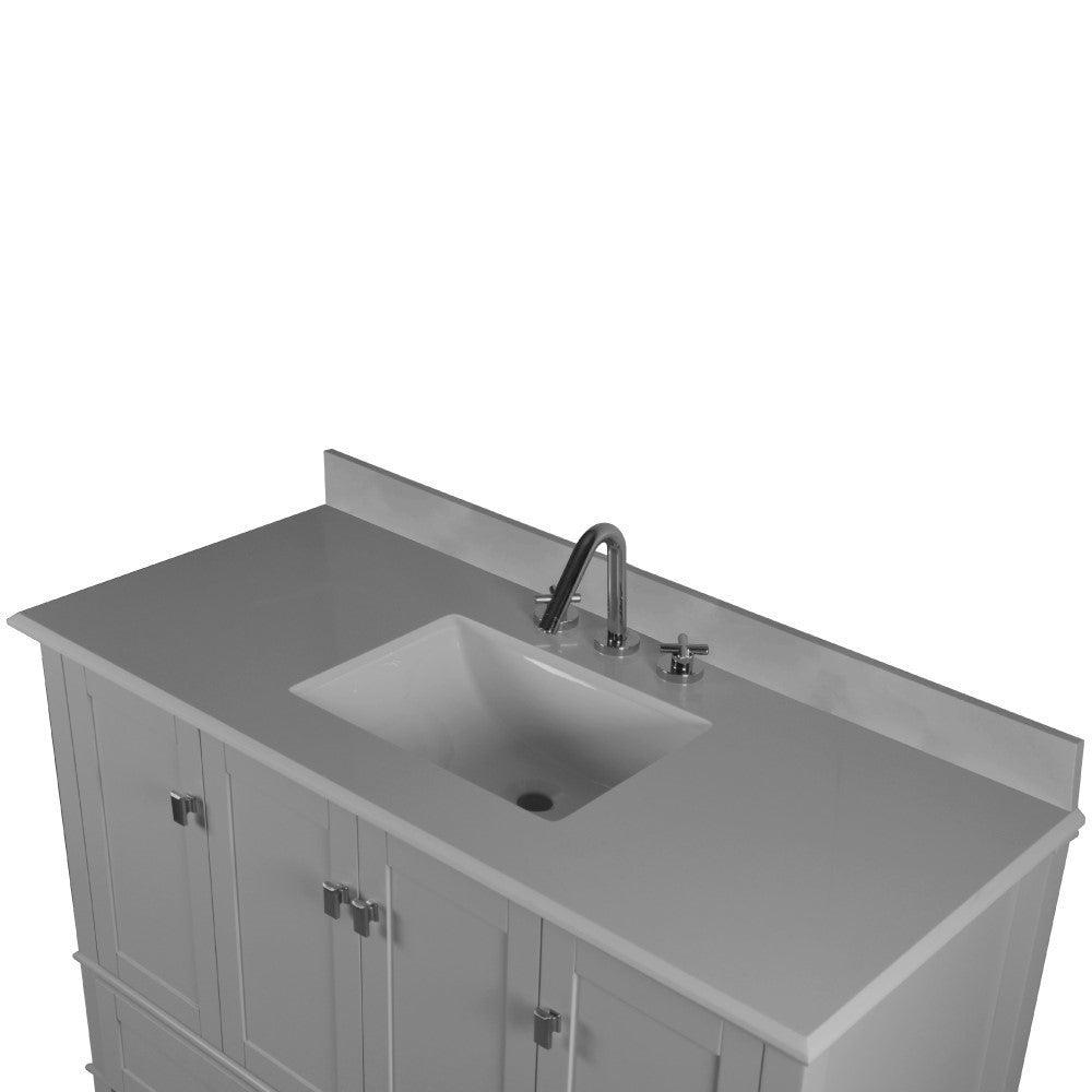 Bellaterra 49" Single Vanity with Quartz Top 800631-49S-LG-WH, Gray, Basin