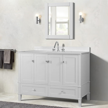 Bellaterra 49" Single Vanity with Quartz Top 800631-49S-LG-WH, White, Front