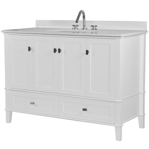 Bellaterra 49" Single Vanity with Quartz Top 800631-49S-LG-WH, White, Front