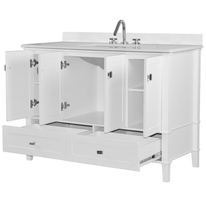 Bellaterra 49" Single Vanity with Quartz Top 800631-49S-LG-WH, White, Open