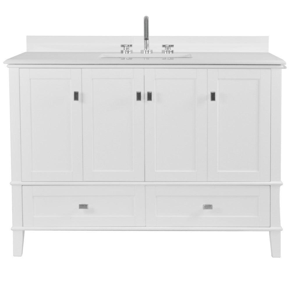 Bellaterra 49" Single Vanity with Quartz Top 800631-49S-LG-WH, White, Front