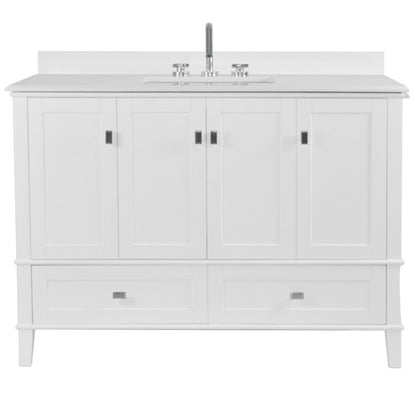 Bellaterra 49" Single Vanity with Quartz Top 800631-49S-LG-WH, White, Front