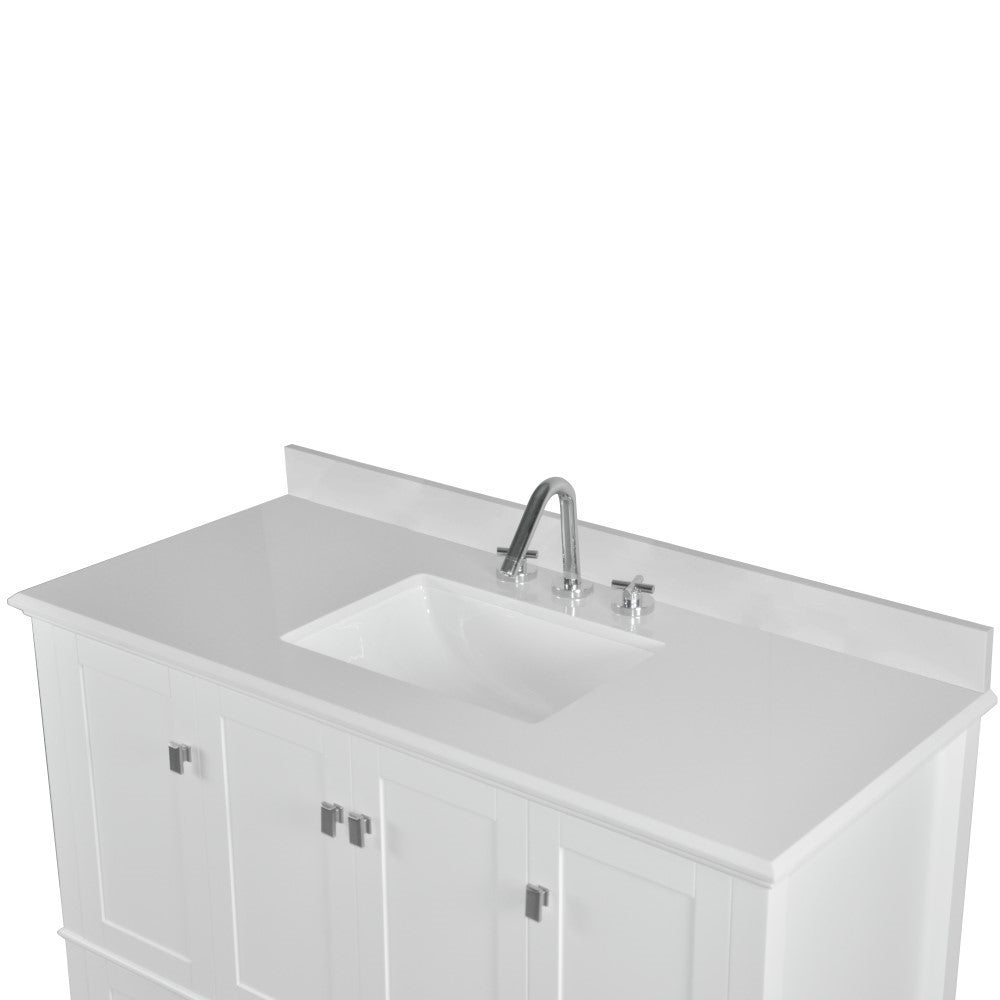 Bellaterra 49" Single Vanity with Quartz Top 800631-49S-LG-WH, White, Basin