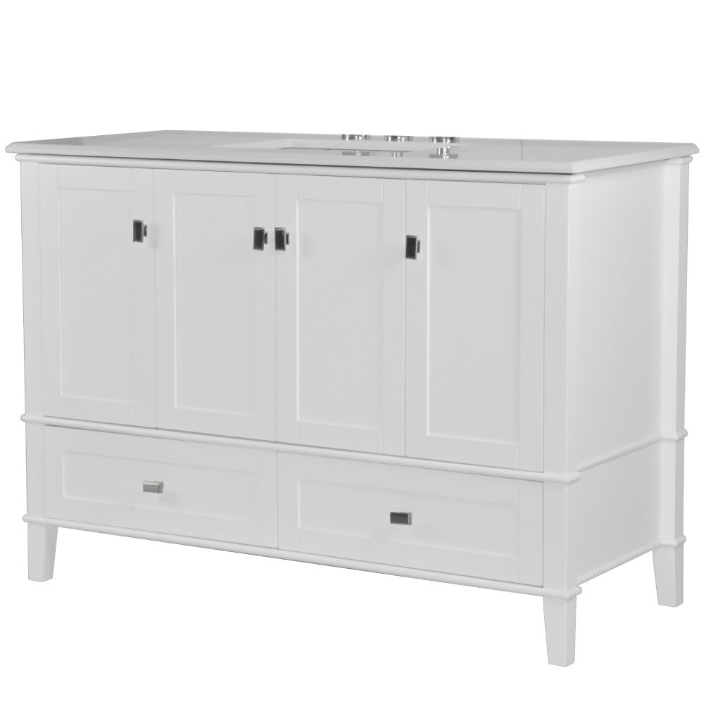 Bellaterra 49" Single Vanity with Quartz Top 800631-49S-LG-WH, White, Front