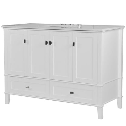 Bellaterra 49" Single Vanity with Quartz Top 800631-49S-LG-WH, White, Front