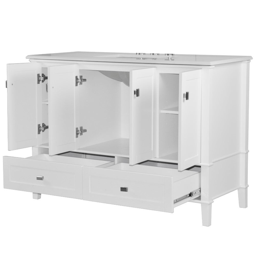 Bellaterra 49" Single Vanity with Quartz Top 800631-49S-LG-WH, White, Open