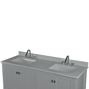 Bellaterra 61" Double Vanity with Quartz Top 800631-61D-LG-WH, Gray, Front Top