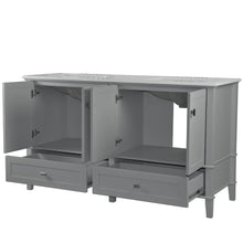 Load image into Gallery viewer, Bellaterra 61&quot; Double Vanity with Quartz Top 800631-61D-LG-WH, Gray, Open