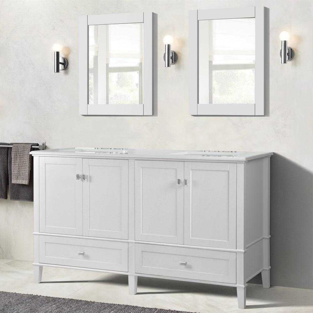 Bellaterra 61" Double Vanity with Quartz Top 800631-61D-LG-WH, White, Front