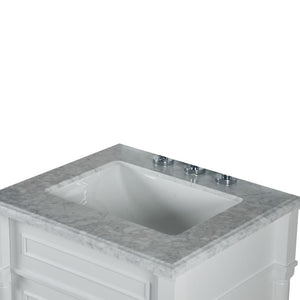 Bellaterra 24" Wood Single Vanity w/ White Carrara Marble Top Rectangular Sink 800632-24BN-LG (Light Gray)