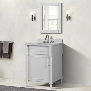 Bellaterra 24" Wood Single Vanity w/ White Carrara Marble Top Rectangular Sink 800632-24BN-WH (White)