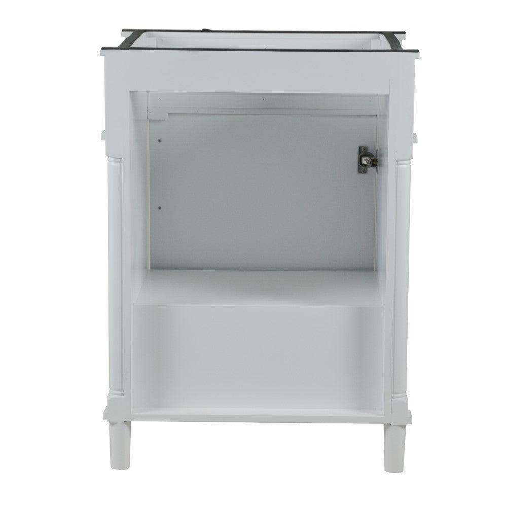 Bellaterra 24" Wood Single Vanity w/ White Carrara Marble Top Rectangular Sink 800632-24BN-WH (White)