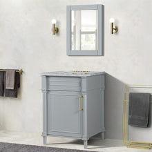 Load image into Gallery viewer, Bellaterra 24&quot; Wood Single Vanity w/ White Carrara Marble Top Rectangular Sink 800632-24GD-LG (Light Gray)