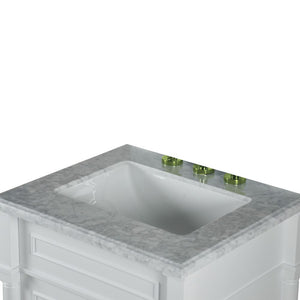 Bellaterra 24" Wood Single Vanity w/ White Carrara Marble Top Rectangular Sink 800632-24GD-LG (Light Gray)