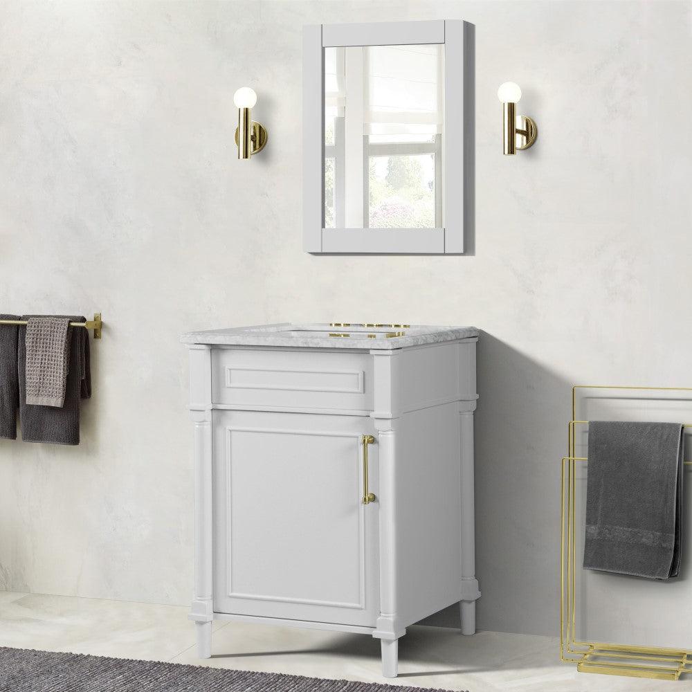 Bellaterra 24" Wood Single Vanity w/ White Carrara Marble Top Rectangular Sink 800632-24GD-WH (White)