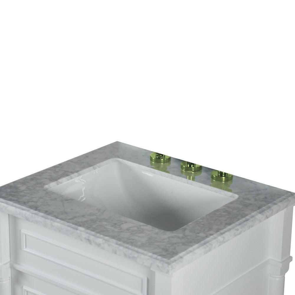 Bellaterra 24" Wood Single Vanity w/ White Carrara Marble Top Rectangular Sink 800632-24GD-WH (White)