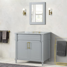 Load image into Gallery viewer, Bellaterra 800632-36GD-LG-WH 36&quot; Single Vanity with White Carrara Marble Top - Gray, Front