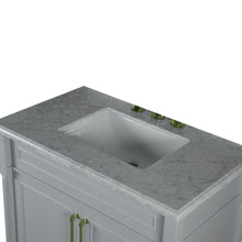 Load image into Gallery viewer, Bellaterra 800632-36GD-LG-WH 36&quot; Single Vanity with White Carrara Marble Top - Gray, Top 
