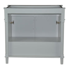 Load image into Gallery viewer, Bellaterra 800632-36GD-LG-WH 36&quot; Single Vanity with White Carrara Marble Top - Gray, Backside