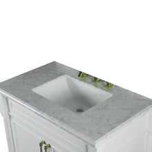 Load image into Gallery viewer, Bellaterra 800632-36GD-LG-WH 36&quot; Single Vanity with White Carrara Marble Top - White, Top