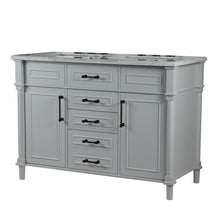 Load image into Gallery viewer, Bellaterra 48&quot; Double Vanity with White Carrra Marble Top 800632-48DBL-LG-WH, Gray, Front