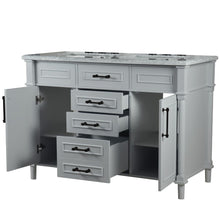 Load image into Gallery viewer, Bellaterra 48&quot; Double Vanity with White Carrra Marble Top 800632-48DBL-LG-WH, Gray, Open 