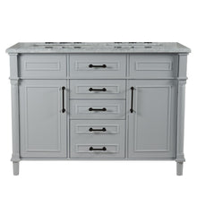 Load image into Gallery viewer, Bellaterra 48&quot; Double Vanity with White Carrra Marble Top 800632-48DBL-LG-WH, Gray, Front