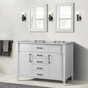 Bellaterra 48" Double Vanity with White Carrra Marble Top 800632-48DBL-LG-WH, White, Front
