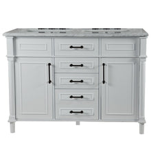Load image into Gallery viewer, Bellaterra 48&quot; Double Vanity with White Carrra Marble Top 800632-48DBL-LG-WH, White, Front
