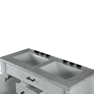 Bellaterra 48" Double Vanity with White Carrra Marble Top 800632-48DBL-LG-WH, White, Basin 