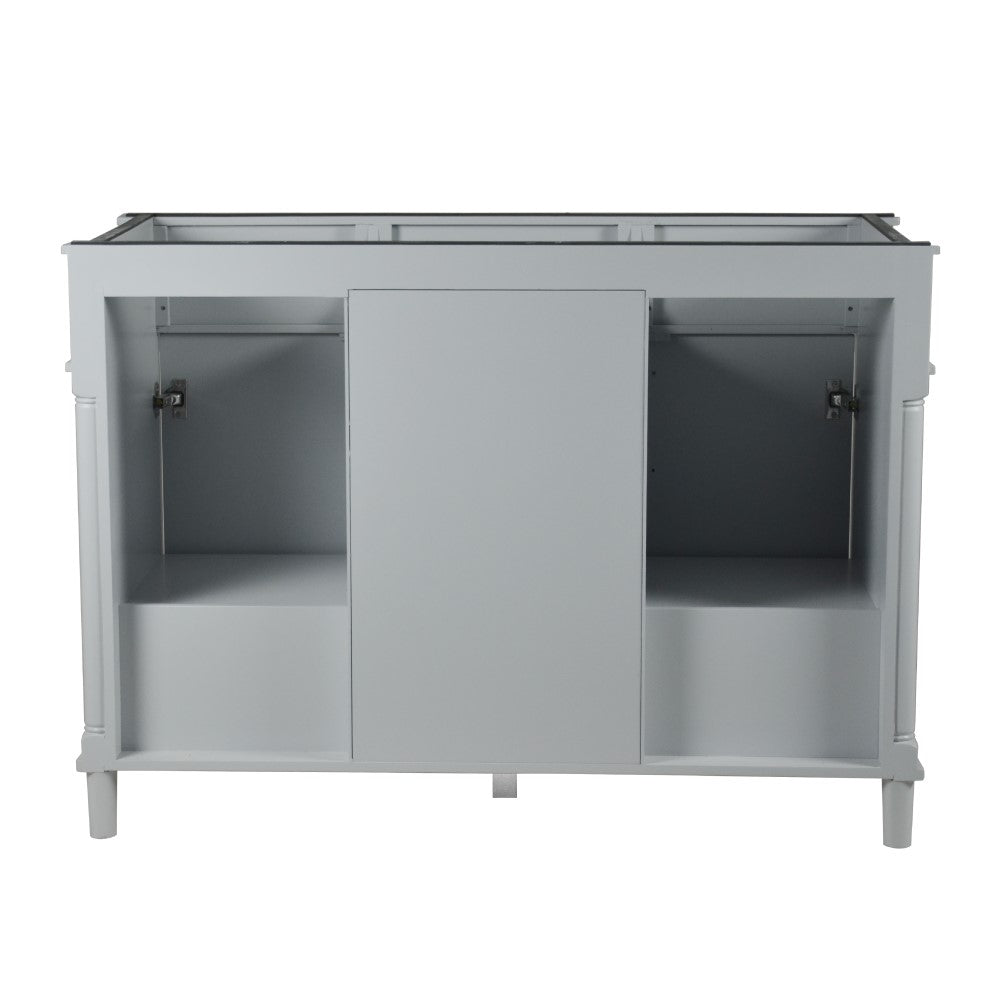 Bellaterra 48" Double Vanity with White Carrara Marble Top 800632-48DBN-LG-WH, Gray, Backside