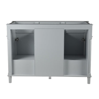 Bellaterra 48" Double Vanity with White Carrara Marble Top 800632-48DBN-LG-WH, Gray, Backside