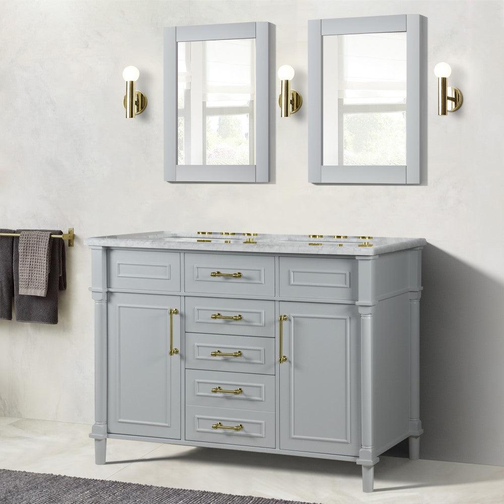 Bellaterra 48" Double Vanity with White Carrera Marble Top 800632-48DGD, Gray, Front