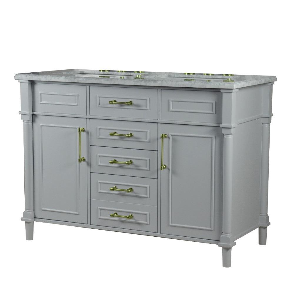 Bellaterra 48" Double Vanity with White Carrera Marble Top 800632-48DGD, Gray, Front