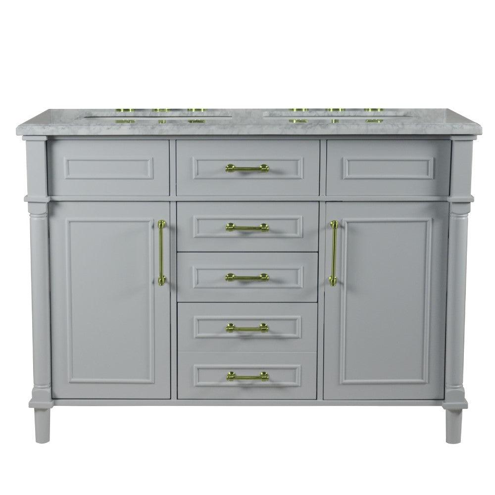 Bellaterra 48" Double Vanity with White Carrera Marble Top 800632-48DGD, Gray, Front