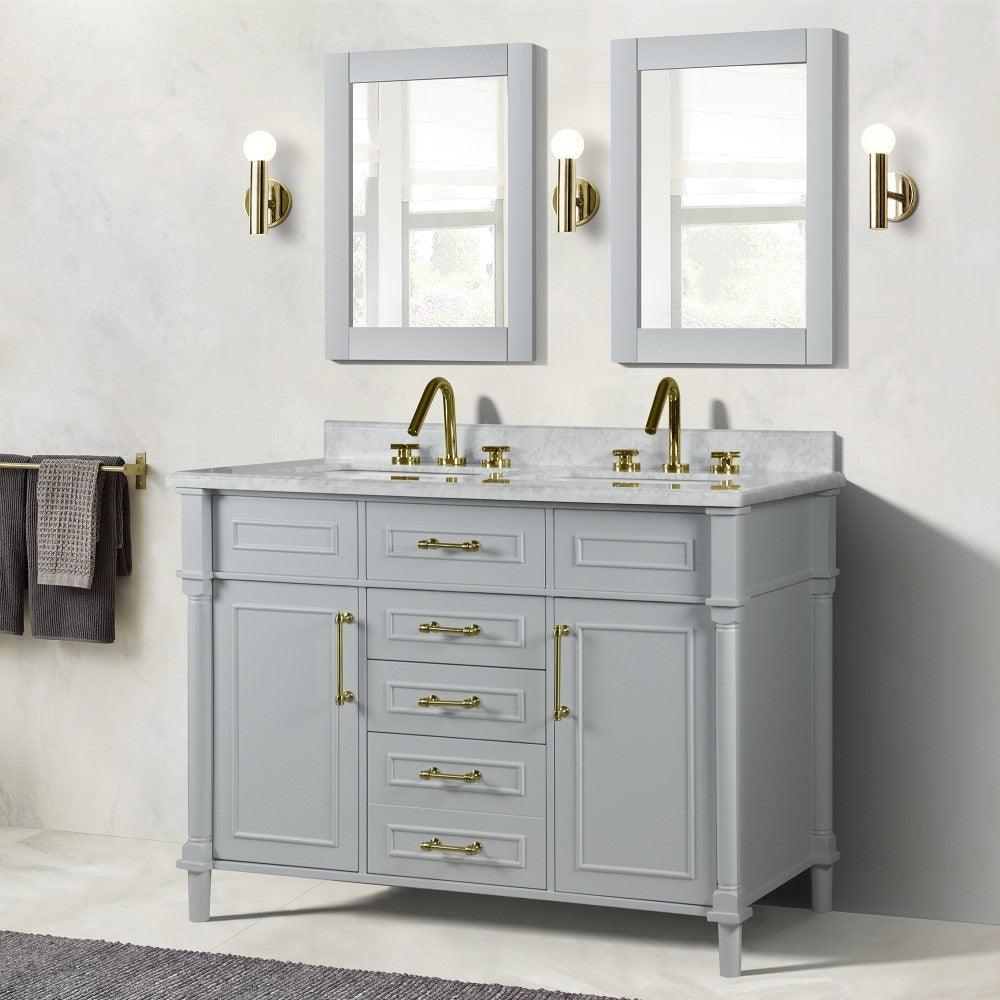 Bellaterra 48" Double Vanity with White Carrera Marble Top 800632-48DGD, Gray, Front