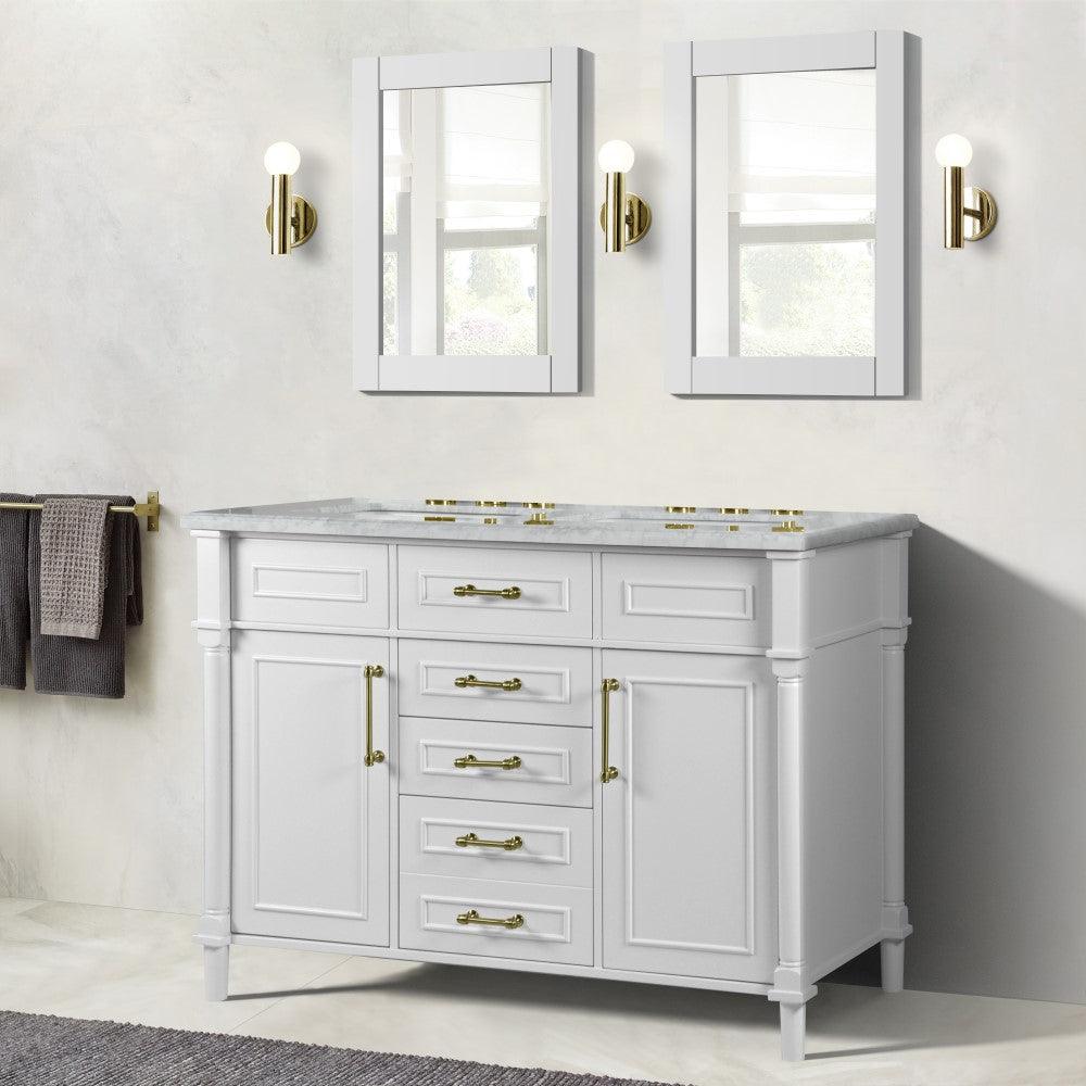 Bellaterra 48" Double Vanity with White Carrera Marble Top 800632-48DGD, White, Front