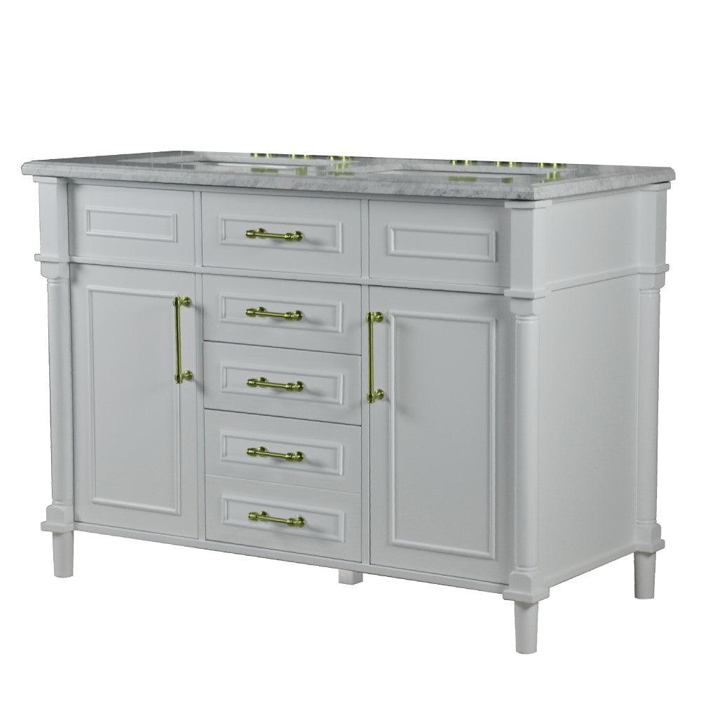 Bellaterra 48" Double Vanity with White Carrera Marble Top 800632-48DGD, White, Front