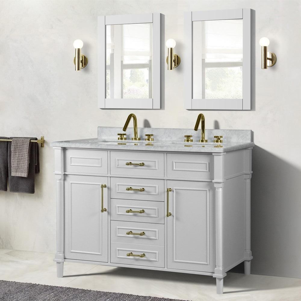 Bellaterra 48" Double Vanity with White Carrera Marble Top 800632-48DGD, White, Front
