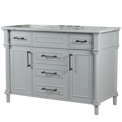 Bellaterra 48" Single Vanity with White Carrara Marble Top 800632-48SBL, Gray, Front