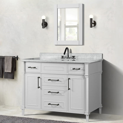 Bellaterra 48" Single Vanity with White Carrara Marble Top 800632-48SBL, White, Front