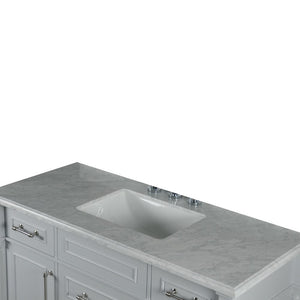 Bellaterra 48" Single Vanity with White Carrara Marble Top 800632-48SBN, Gray, Sink