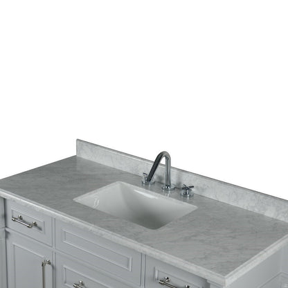 Bellaterra 48" Single Vanity with White Carrara Marble Top 800632-48SBN, Gray, Sink