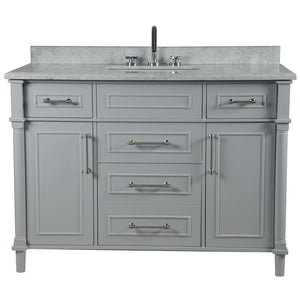 Bellaterra 48" Single Vanity with White Carrara Marble Top 800632-48SBN, Gray, Front