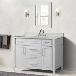 Bellaterra 48" Single Vanity with White Carrara Marble Top 800632-48SBN, White, Front