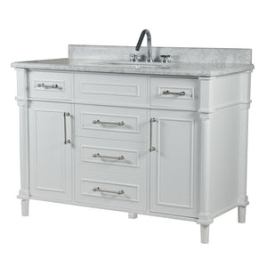 Bellaterra 48" Single Vanity with White Carrara Marble Top 800632-48SBN, White, Front