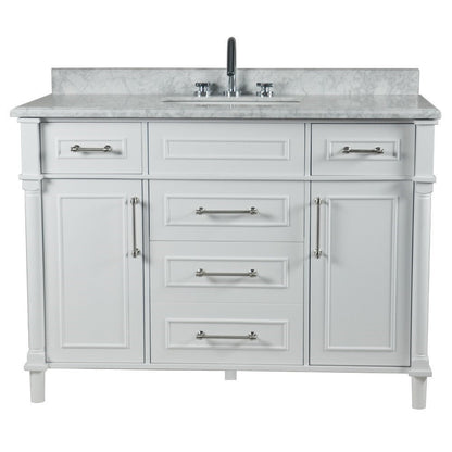 Bellaterra 48" Single Vanity with White Carrara Marble Top 800632-48SBN, White, Front