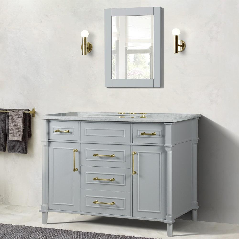 Bellaterra 48" Single Vanity with White Carrara Marble Top 800632-48SGD, Gray, Front