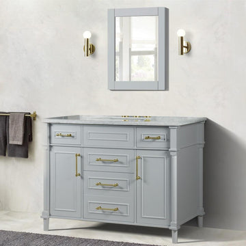 Bellaterra 48" Single Vanity with White Carrara Marble Top 800632-48SGD, Gray, Front