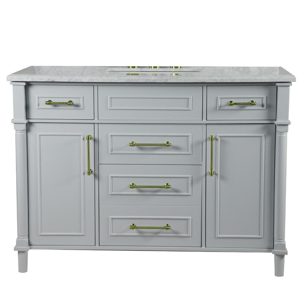 Bellaterra 48" Single Vanity with White Carrara Marble Top 800632-48SGD, Gray, Front